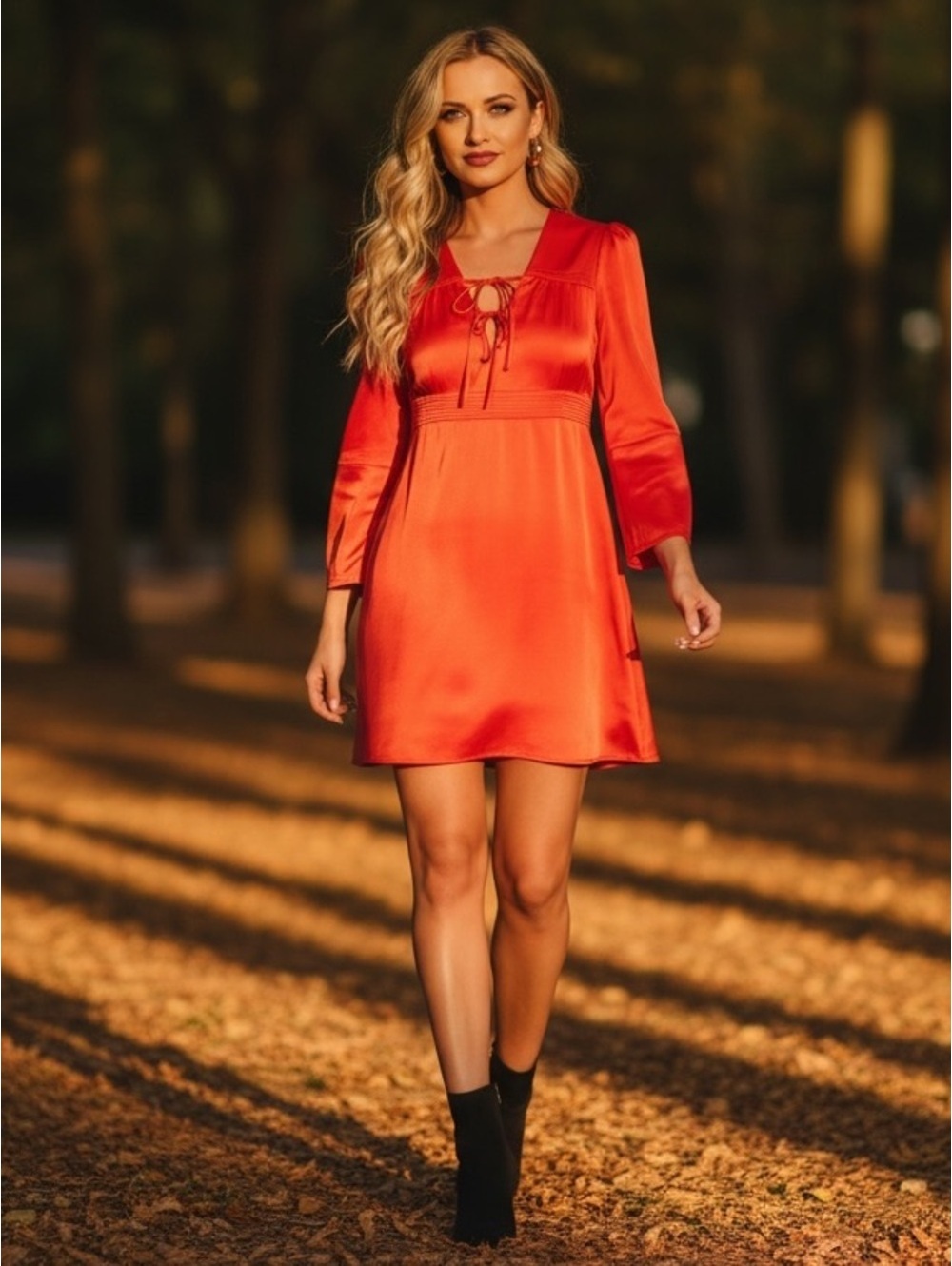 1 (Small) Maje Rahon Satin Mini Dress in Rouge